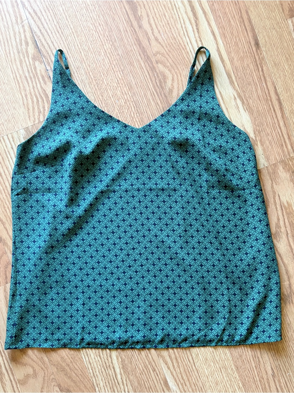 Banana Republic Teal Green Patterned V-Neck Spaghetti Strap Camisole Size Small
